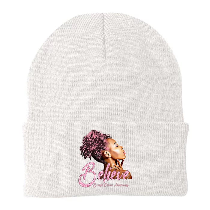 Breast Cancer Warrior Awareness Support Believe Knit Cap Winter Beanie