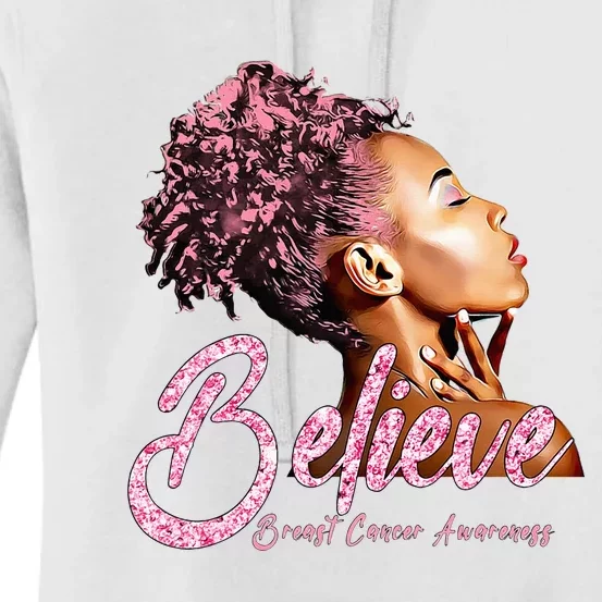 Breast Cancer Warrior Awareness Support Believe Women's Pullover Hoodie