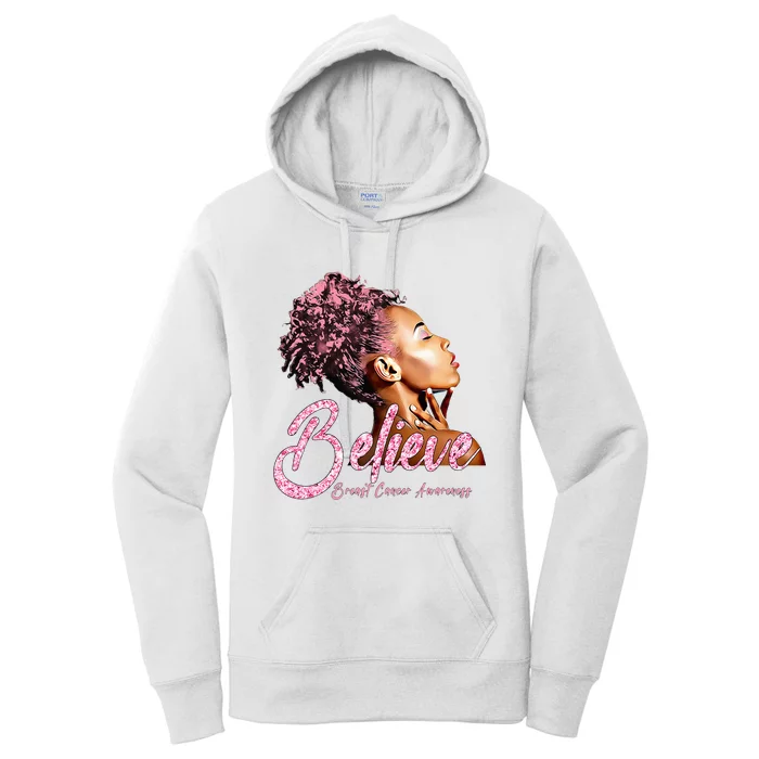 Breast Cancer Warrior Awareness Support Believe Women's Pullover Hoodie