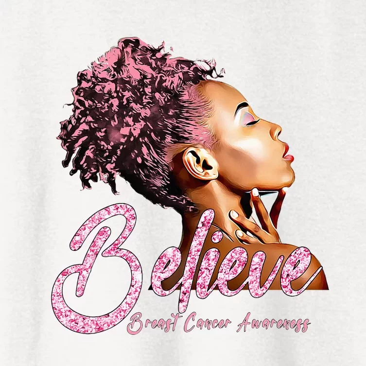 Breast Cancer Warrior Awareness Support Believe Women's Crop Top Tee