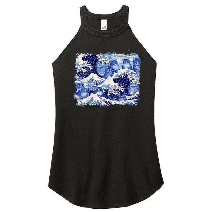 Blue Cats Wave For Kamala Funny Cat Owners Kamala Harris Women’s Perfect Tri Rocker Tank