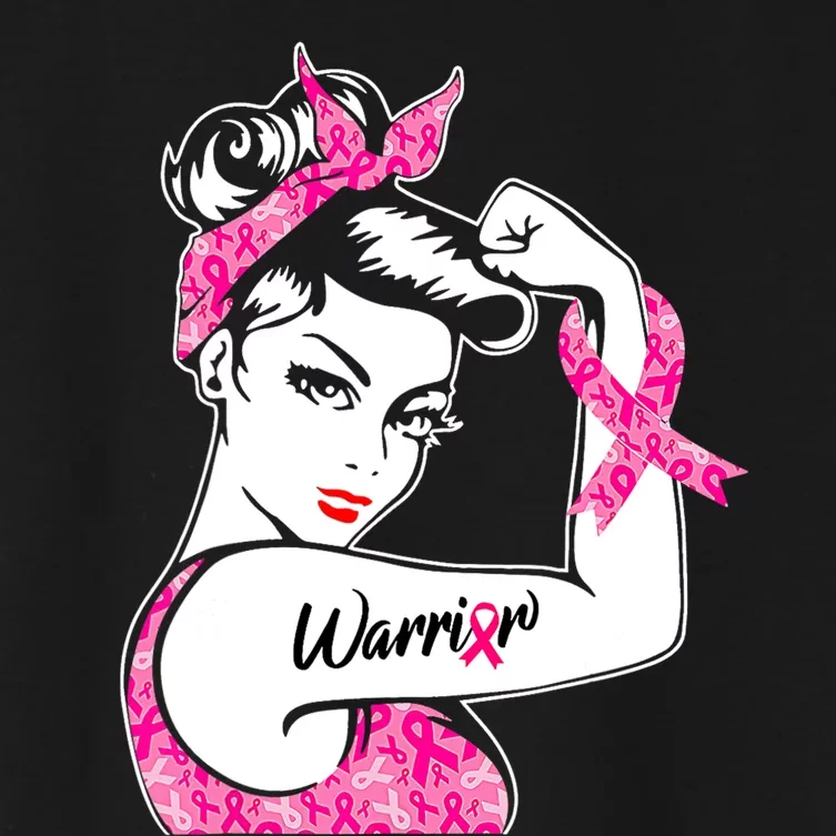 Breast Cancer Warrior Pink Ribbon Breast Cancer Awareness Women's Crop Top Tee