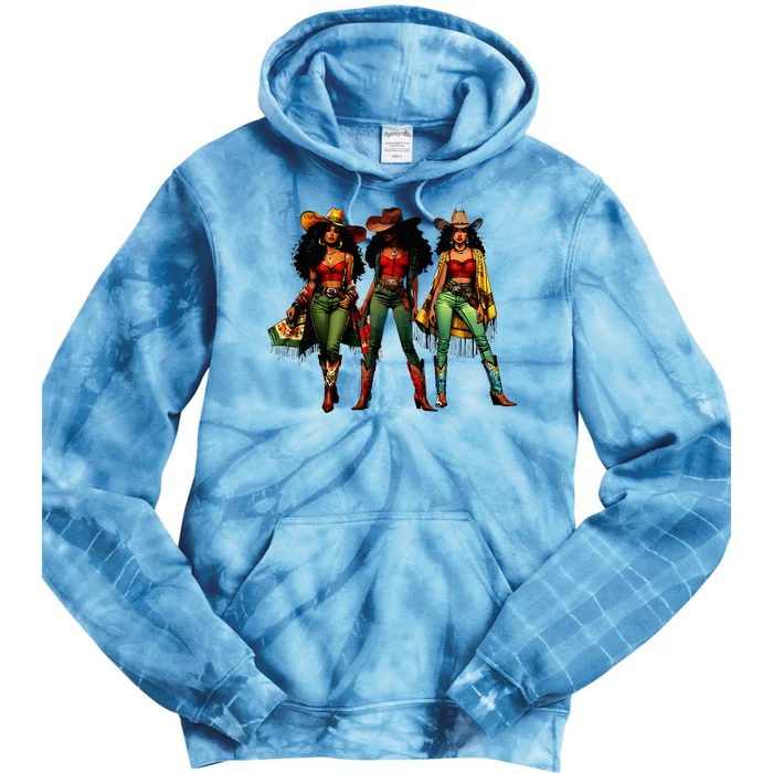 Black Cowgirl Western Rodeo Melanin Juneteenth Tie Dye Hoodie