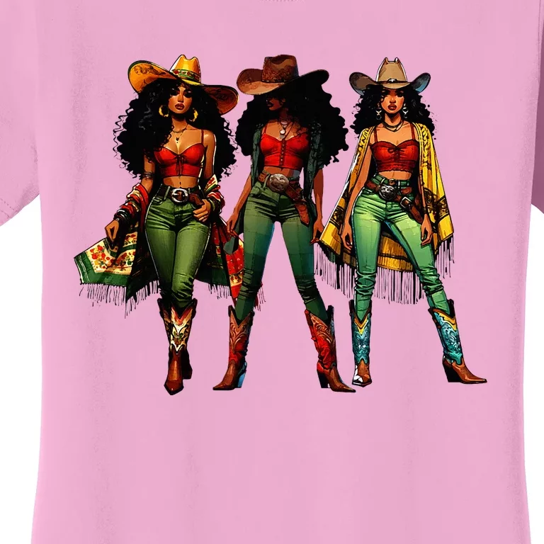 Black Cowgirl Western Rodeo Melanin Juneteenth Women's T-Shirt