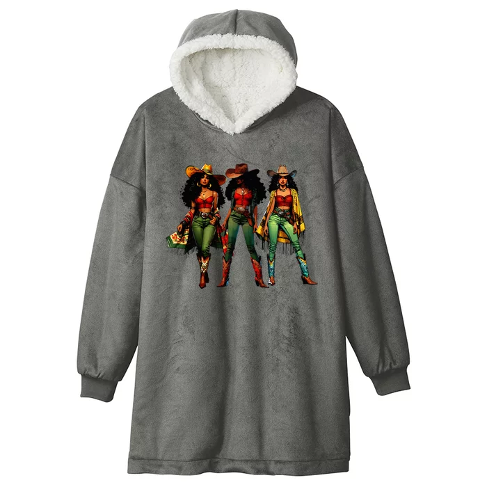 Black Cowgirl Western Rodeo Melanin Juneteenth Hooded Wearable Blanket