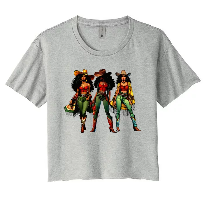 Black Cowgirl Western Rodeo Melanin Juneteenth Women's Crop Top Tee