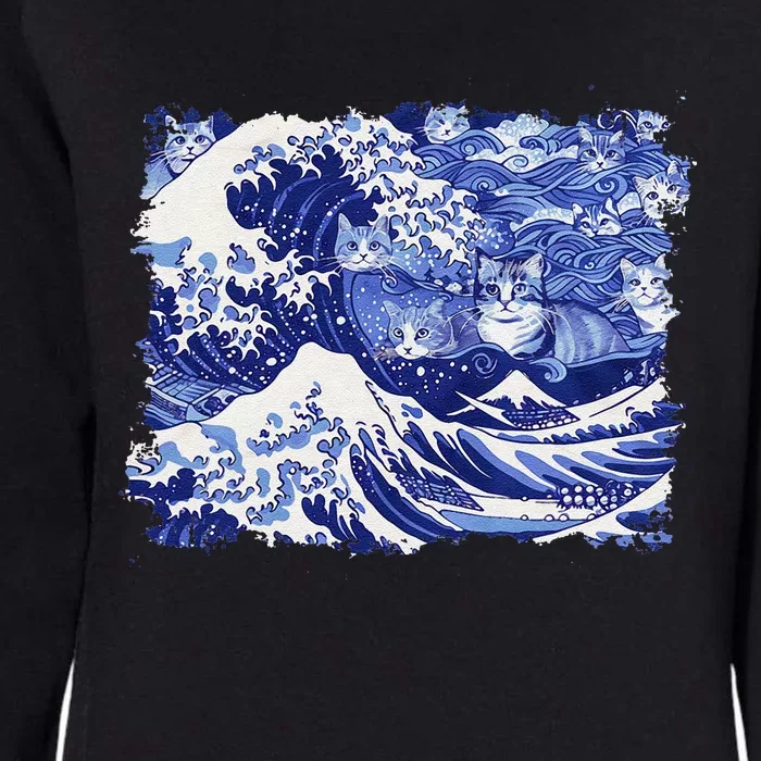 Blue Cats Wave For Kamala Funny Cat Lovers Kamala Harris Womens California Wash Sweatshirt