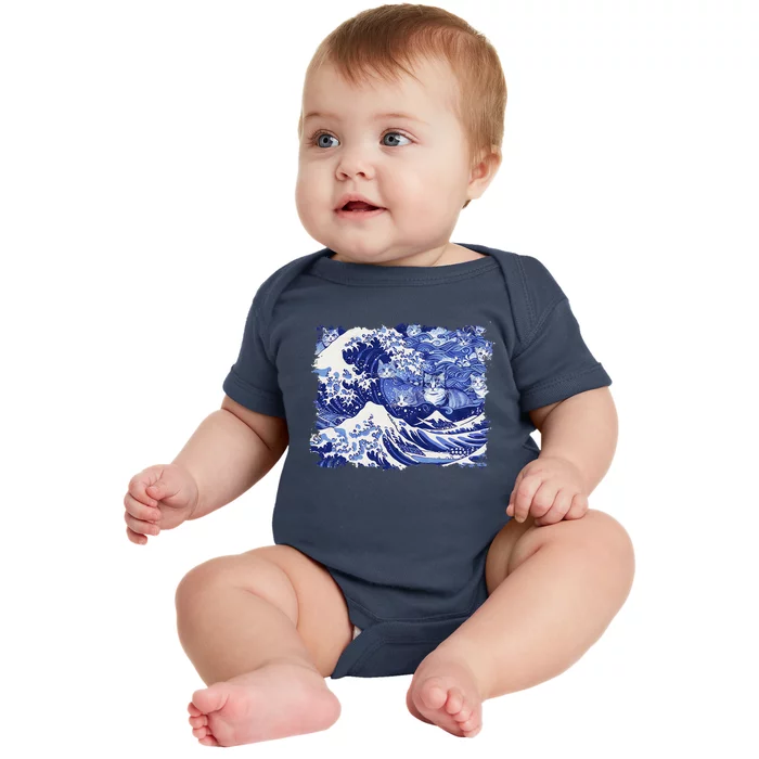 Blue Cats Wave For Kamala Funny Cat Lovers Kamala Harris Baby Bodysuit