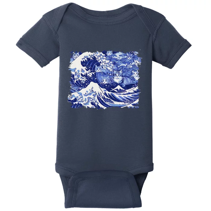 Blue Cats Wave For Kamala Funny Cat Lovers Kamala Harris Baby Bodysuit