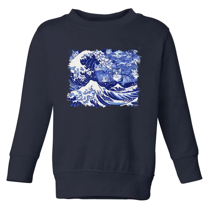 Blue Cats Wave For Kamala Funny Cat Lovers Kamala Harris Toddler Sweatshirt