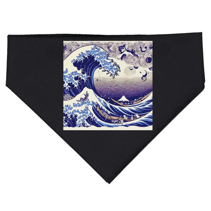 Blue Cats Wave For Kamala Funny USA-Made Doggie Bandana