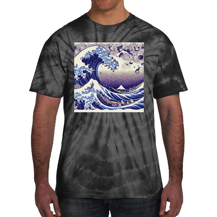 Blue Cats Wave For Kamala Funny Tie-Dye T-Shirt