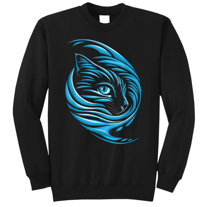 Blue Cat Wave For Kamala 47 Funny Cat Ladies Harris 2024 Tall Sweatshirt