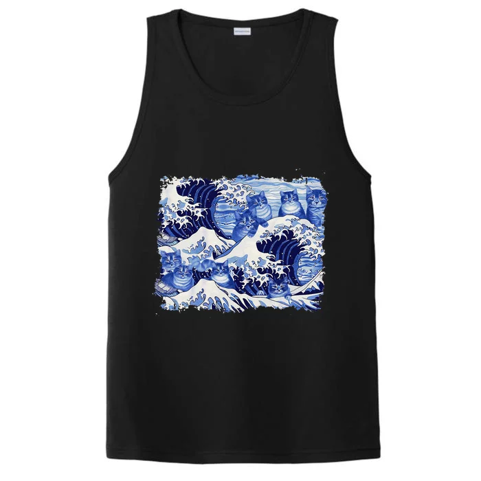 Blue Cats Wave For Kamala Funny Cat Owners Kamala Harris Performance Tank