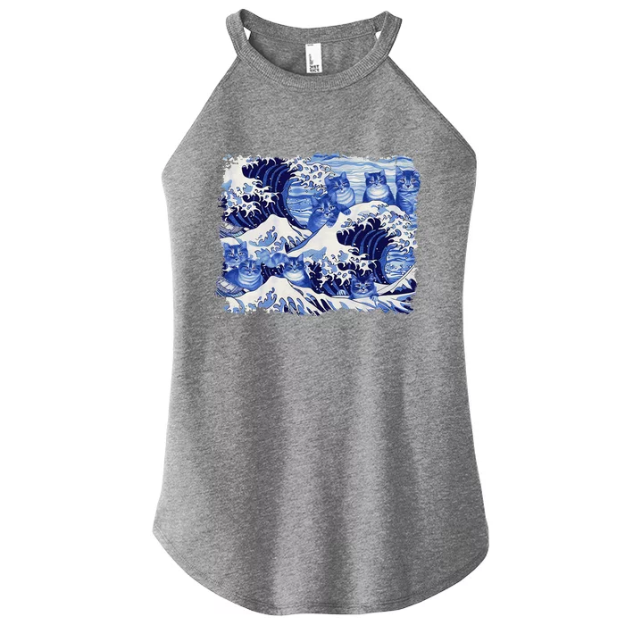 Blue Cats Wave For Kamala Funny Cat Owners Kamala Harris Women’s Perfect Tri Rocker Tank