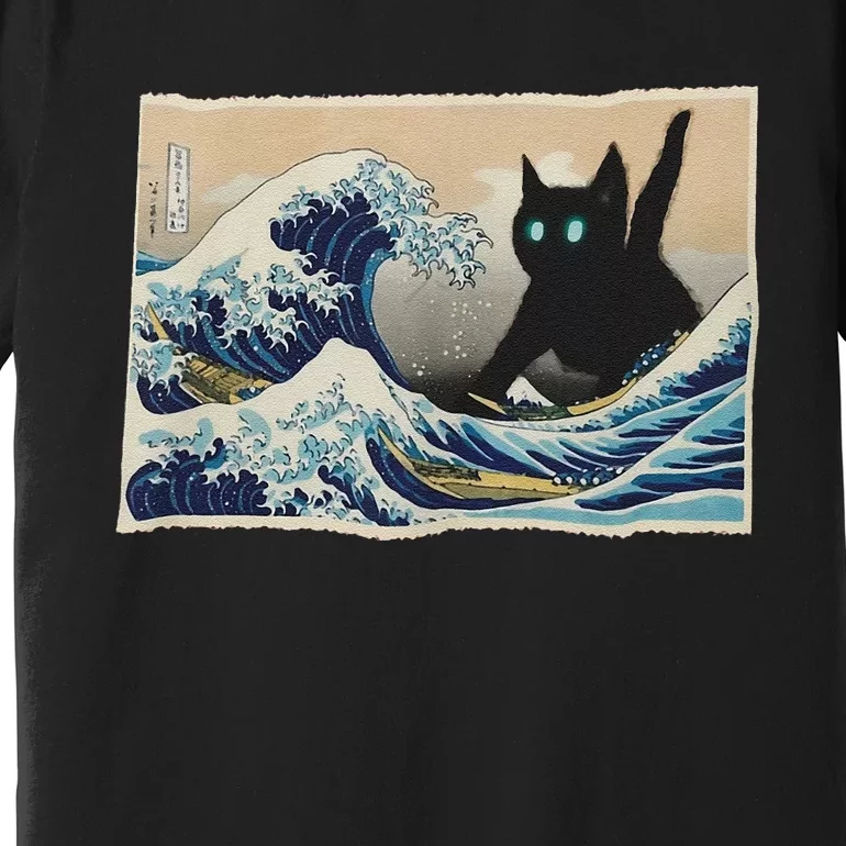 Blue Cats Wave For Kamala Funny Cat Lady Premium T-Shirt