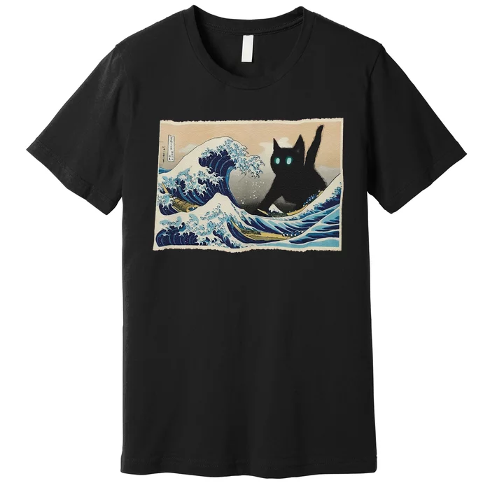 Blue Cats Wave For Kamala Funny Cat Lady Premium T-Shirt