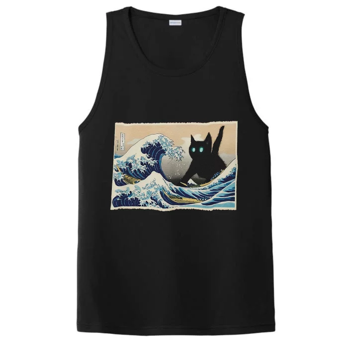 Blue Cats Wave For Kamala Funny Cat Lady Performance Tank