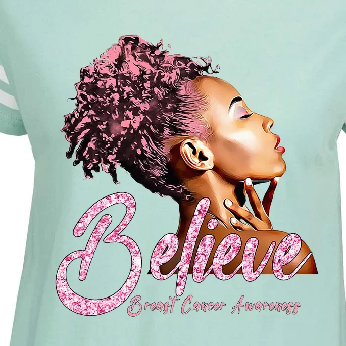 Breast Cancer Warrior Awareness Support Believe Enza Ladies Jersey Football T-Shirt