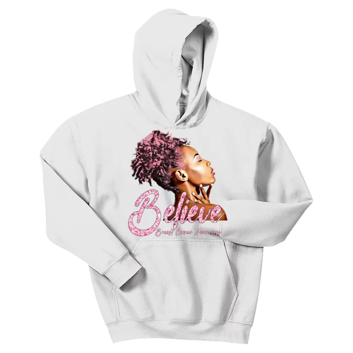 Breast Cancer Warrior Awareness Support Believe Kids Hoodie