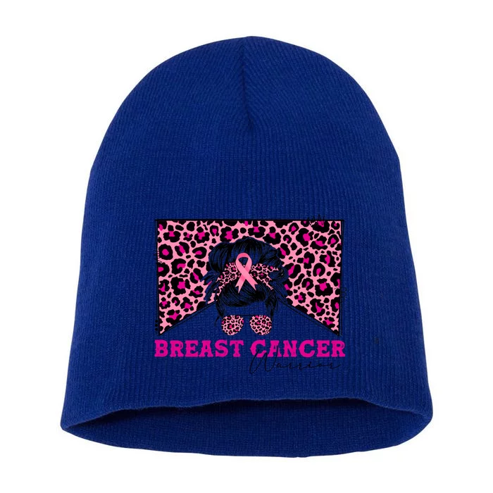 Breast Cancer Warrior Leopard Country Mama Western Pink Gift Short Acrylic Beanie