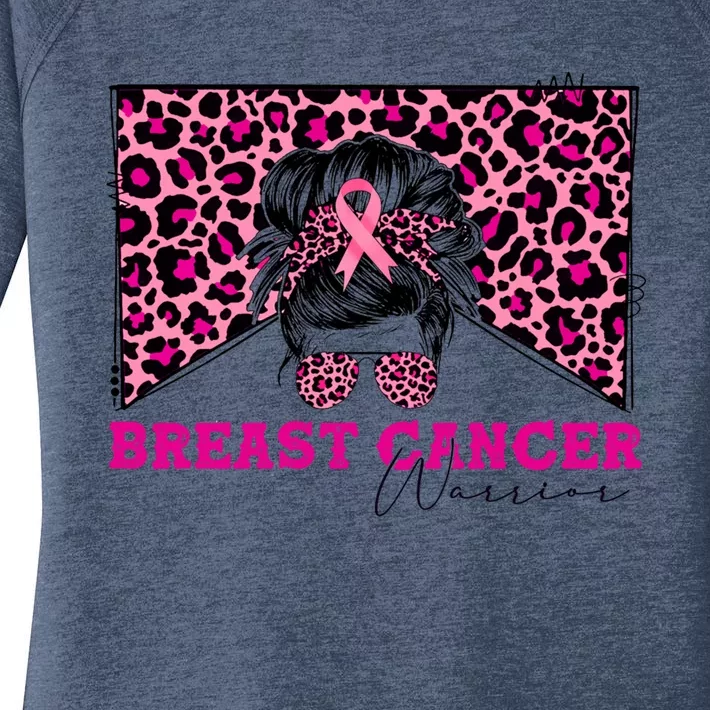 Breast Cancer Warrior Leopard Country Mama Western Pink Gift Women's Perfect Tri Tunic Long Sleeve Shirt