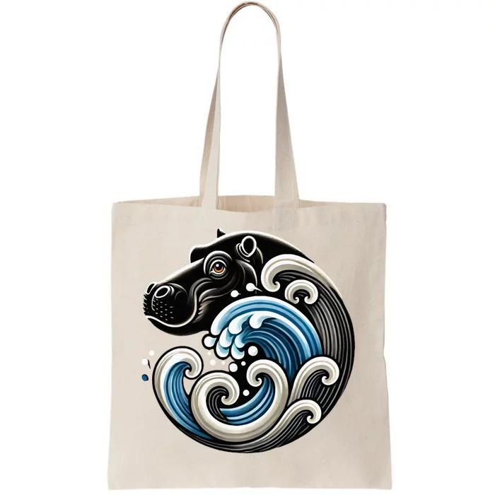 Blue Cats Wave Funny Blue Wave Of Moo Deng Tote Bag