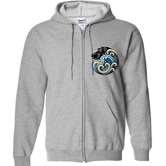 Blue Cats Wave Funny Blue Wave Of Moo Deng Full Zip Hoodie