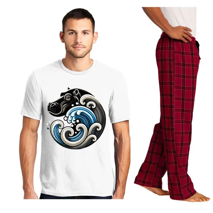 Blue Cats Wave Funny Blue Wave Of Moo Deng Pajama Set