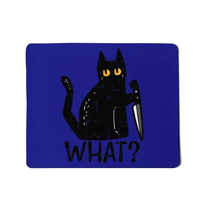 Black Cat What Knife Funny Murderous Halloween Pet Funny Funny Mousepad