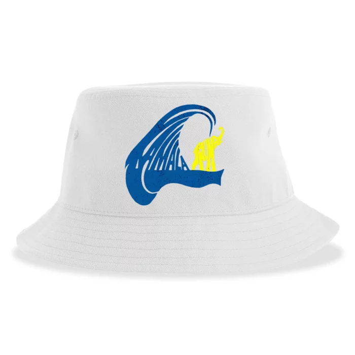 Blue Cats Wave For Kamala Funny Trump Elephant Sustainable Bucket Hat