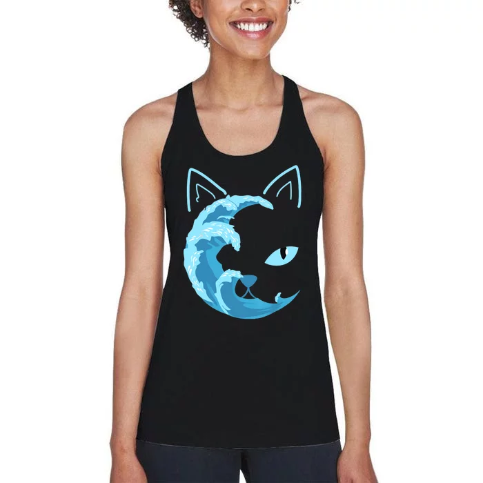 Blue Cats Wave For Kamala Funny Blue Wave Of Cat Ladies Women's Racerback Tank