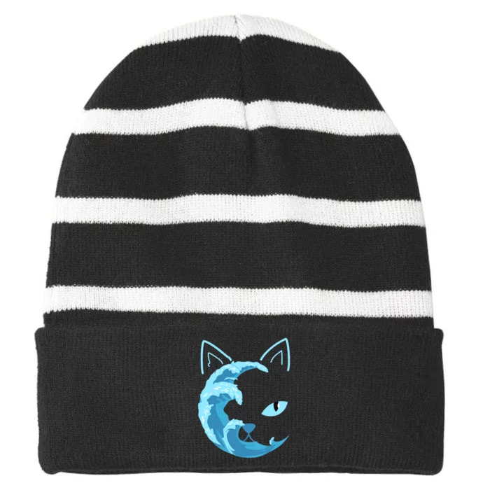 Blue Cats Wave For Kamala Funny Blue Wave Of Cat Ladies Striped Beanie with Solid Band