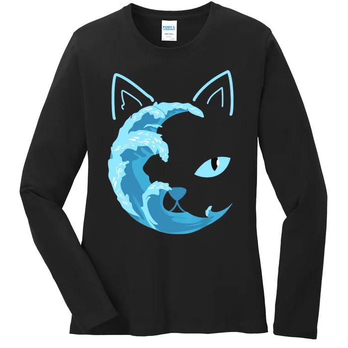 Blue Cats Wave For Kamala Funny Blue Wave Of Cat Ladies Ladies Long Sleeve Shirt