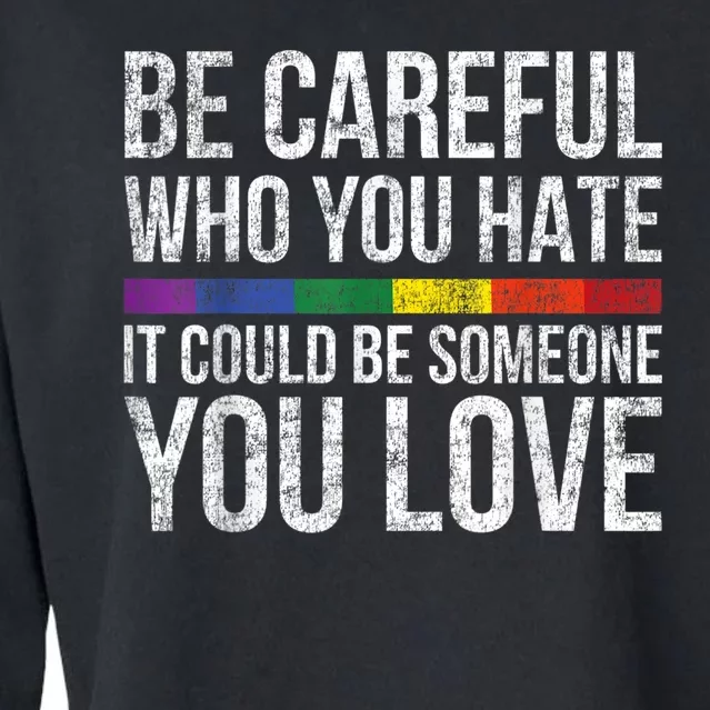 Be Careful Who You Hate It Could Be Someone You Love LGBT Cropped Pullover Crew