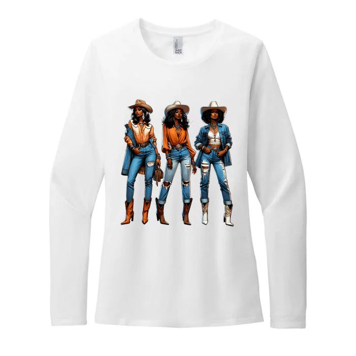 Black Cowgirl Western Rodeo Juneteenth Black History Texas Womens CVC Long Sleeve Shirt