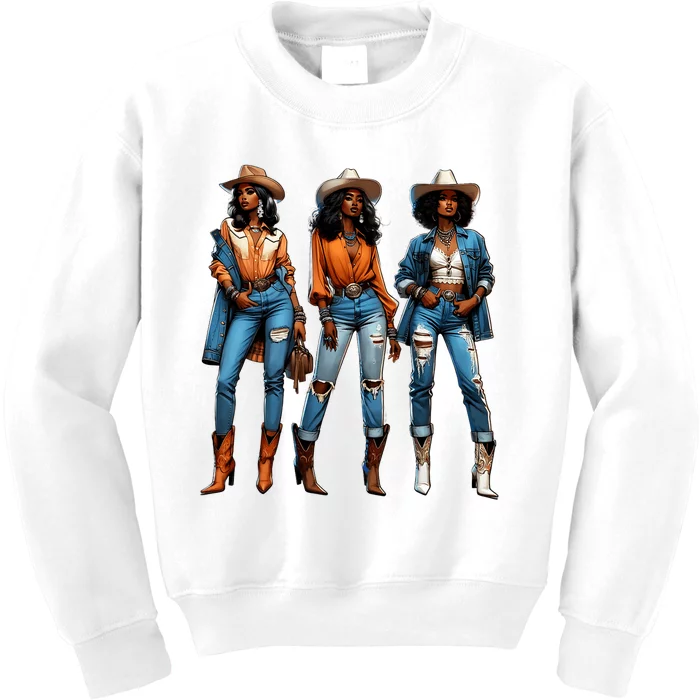 Black Cowgirl Western Rodeo Juneteenth Black History Texas Kids Sweatshirt