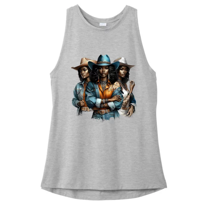 Black Cowgirl Western Rodeo Melanin Black History Juneteenth Gift Ladies Tri-Blend Wicking Tank