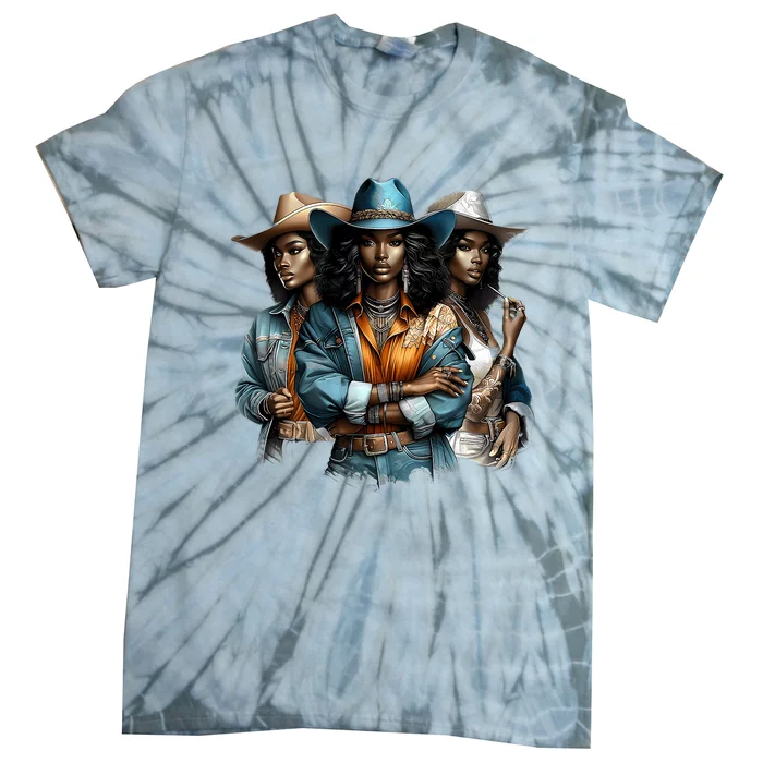 Black Cowgirl Western Rodeo Melanin Black History Juneteenth Gift Tie-Dye T-Shirt