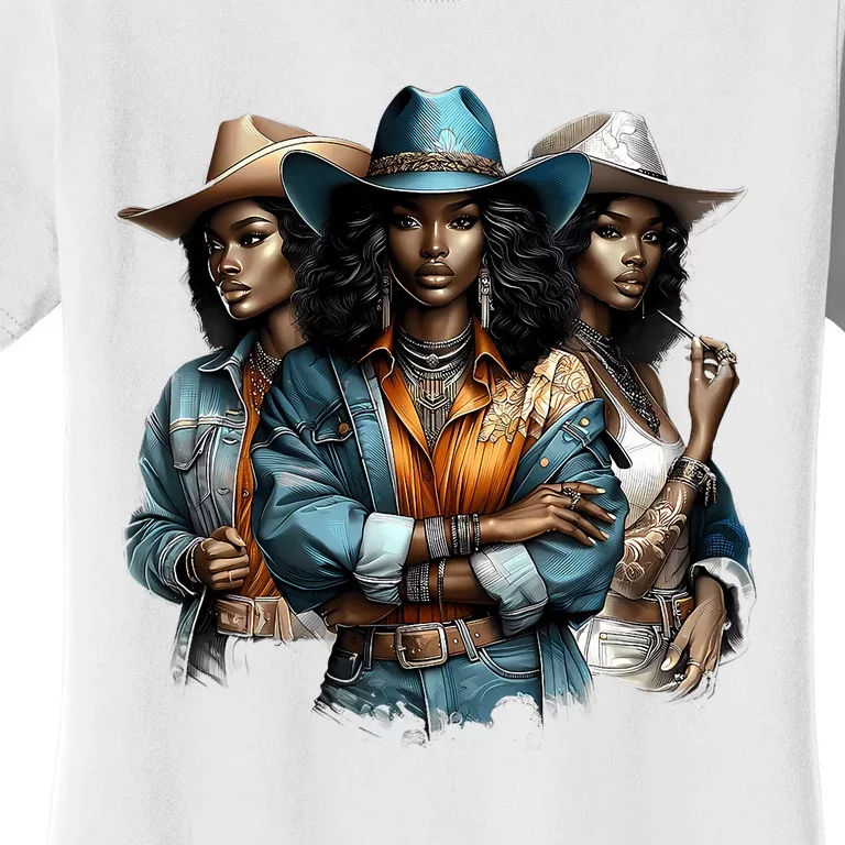 Black Cowgirl Western Rodeo Melanin Black History Juneteenth Gift Women's T-Shirt