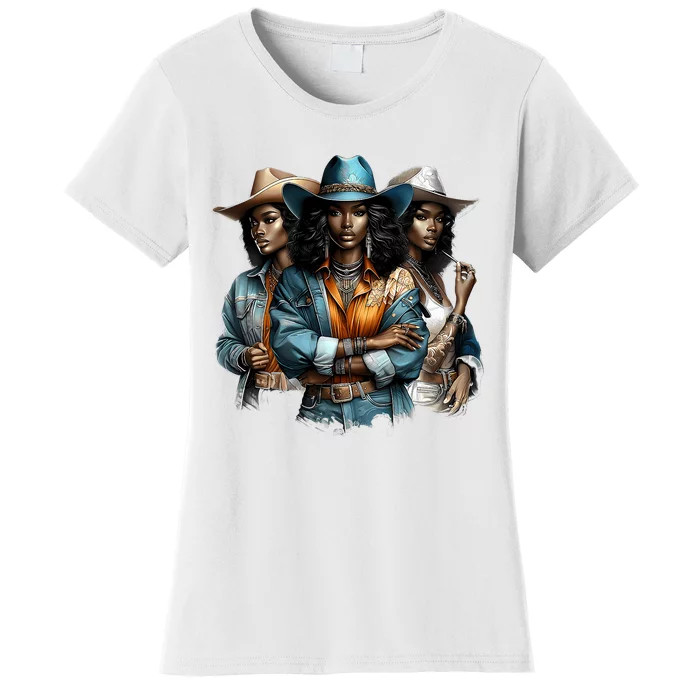 Black Cowgirl Western Rodeo Melanin Black History Juneteenth Gift Women's T-Shirt