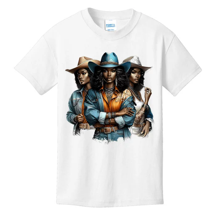 Black Cowgirl Western Rodeo Melanin Black History Juneteenth Gift Kids T-Shirt