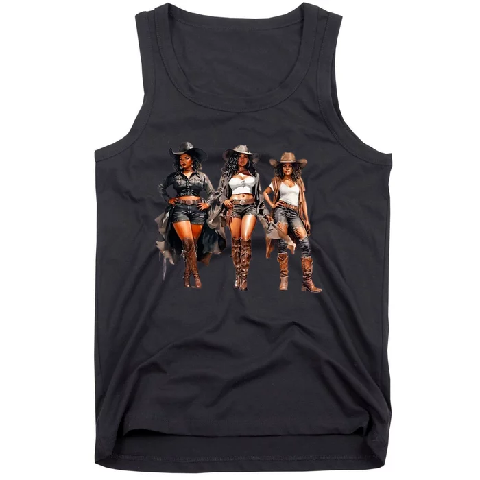 Black Cowgirl Western Rodeo Melanin Black History Texas Tank Top