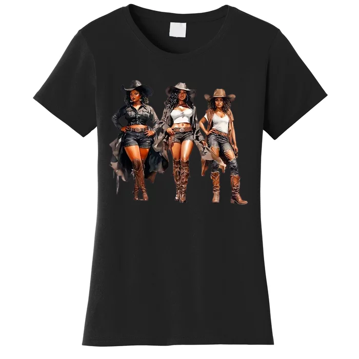 Black Cowgirl Western Rodeo Melanin Black History Texas Women's T-Shirt