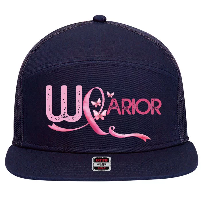 Breast Cancer Warrior Awareness 7 Panel Mesh Trucker Snapback Hat