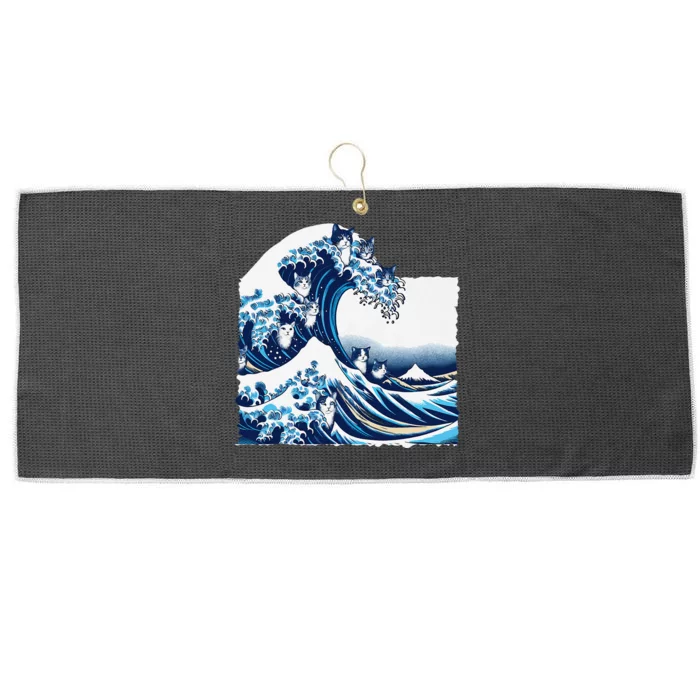 Blue Cats Wave For Kamala Funny Cat Owners Kamala Harris Gift Large Microfiber Waffle Golf Towel