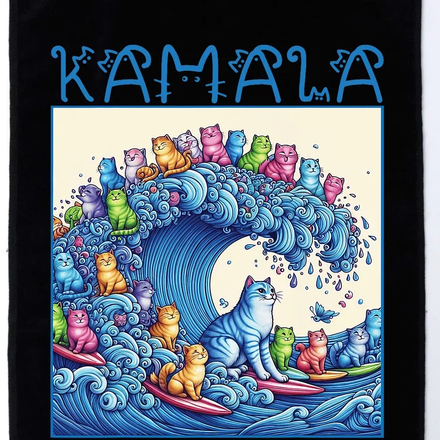 Blue Cats Wave For Kamala Harris 2024 Funny Cat Lady Platinum Collection Golf Towel