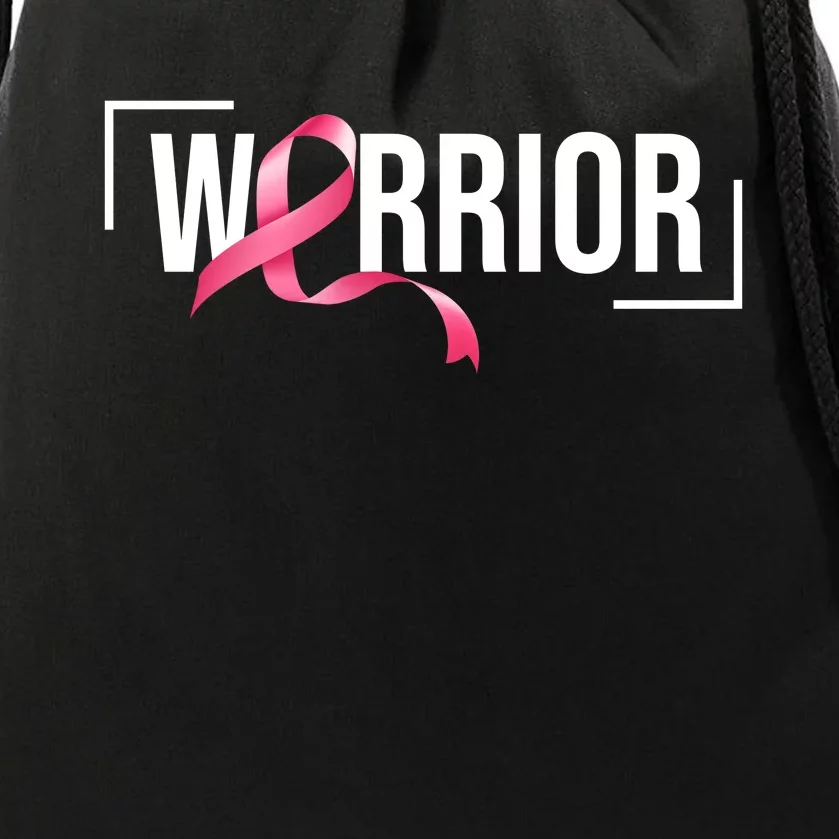 Breast Cancer Warrior Ribbon Drawstring Bag