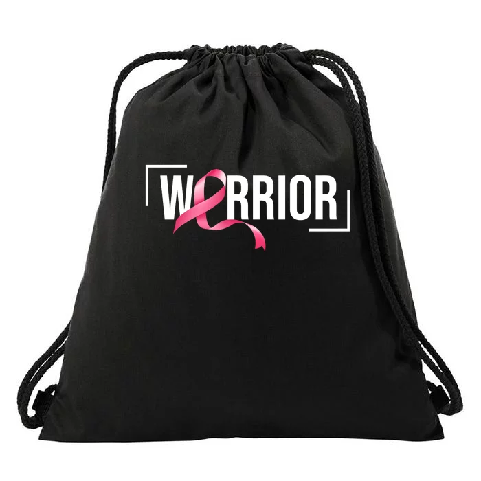 Breast Cancer Warrior Ribbon Drawstring Bag