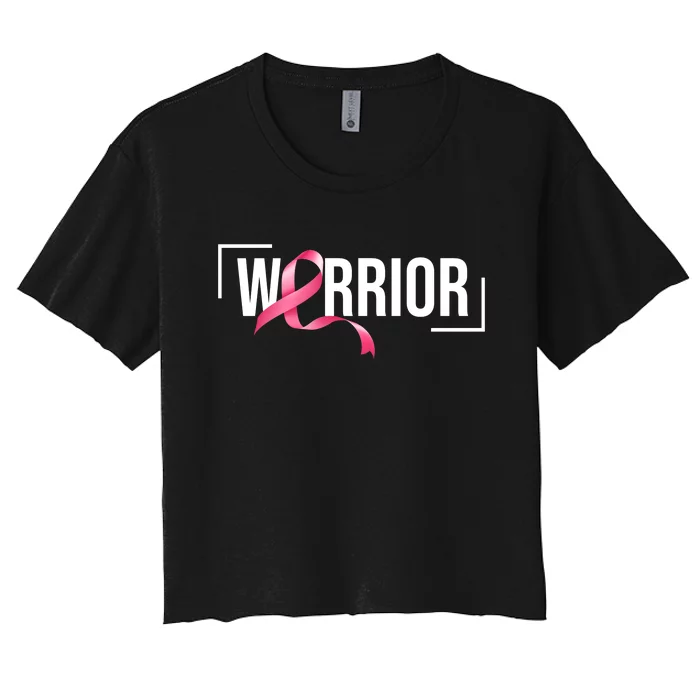 Breast Cancer Warrior Ribbon Women's Crop Top Tee